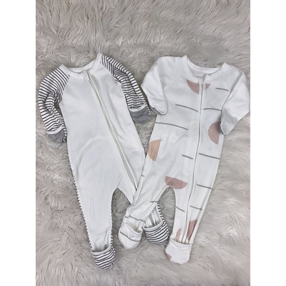 Goumi Kids Organic Footies Bundle Gender Neutral 0 3 Months White Multi Color One Pieces